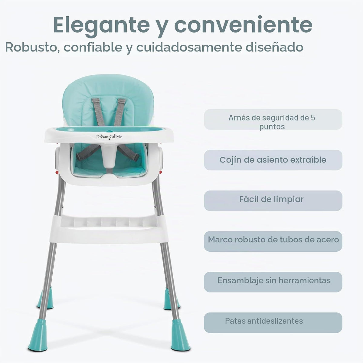 Dream On Me Silla alta portátil 2 en 1 Tabletalk, silla alta compac...