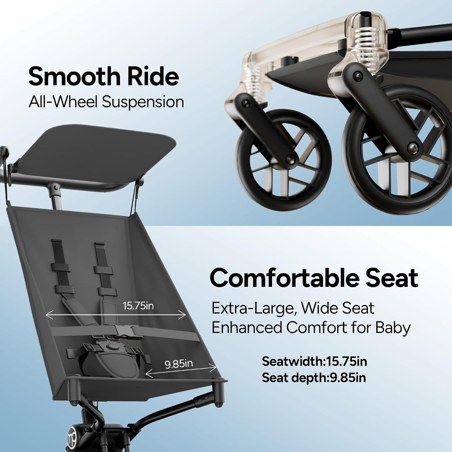 Mompush Jeto - Cochecito de viaje ligero \u2013 9.8 libras ultracom...