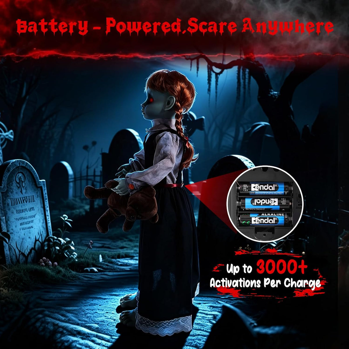 Quntis Niña embrujada animatrónica de Halloween de 35 pulgadas con...