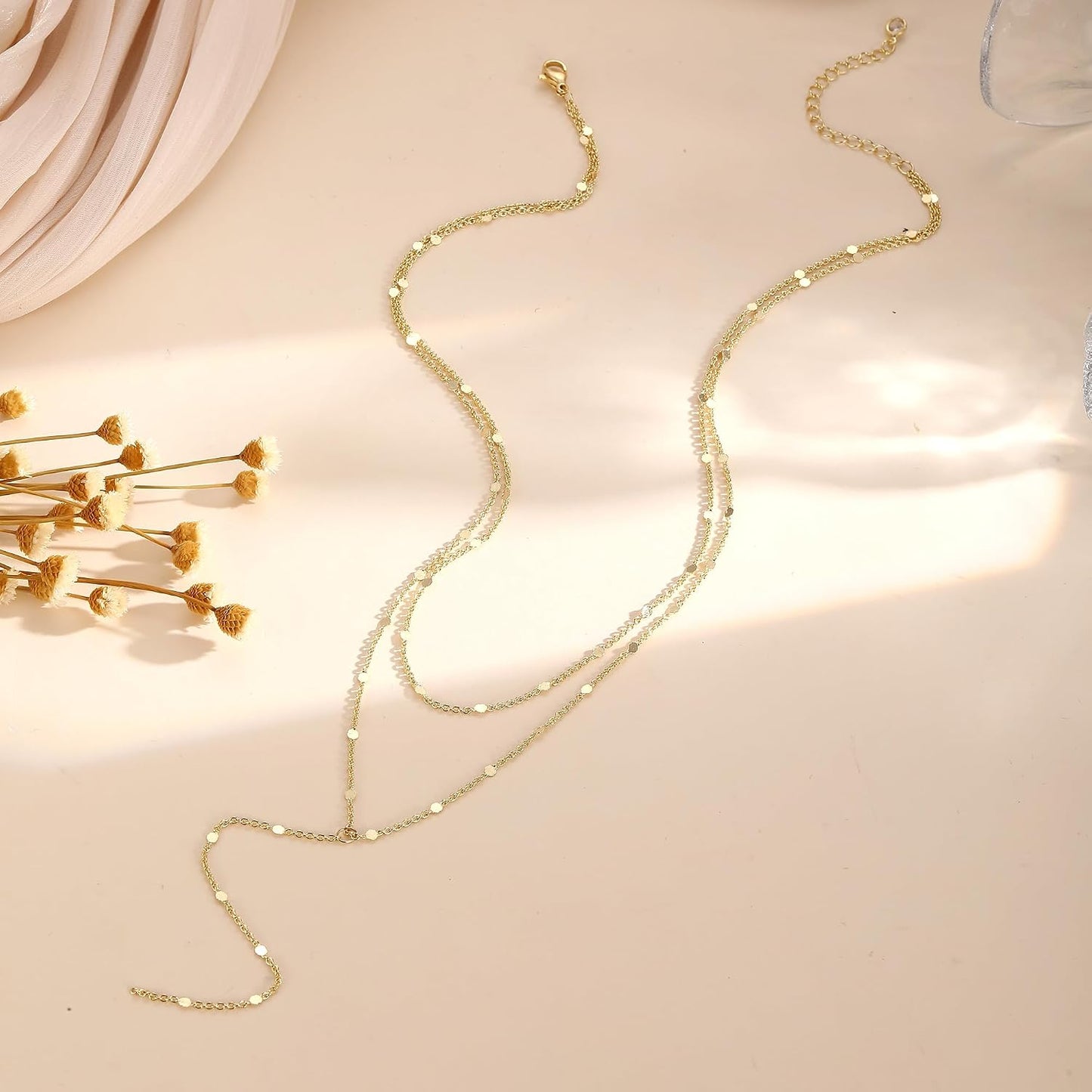 Remmocy Collar de oro y plata para mujer, chapado en oro de 14 quil...