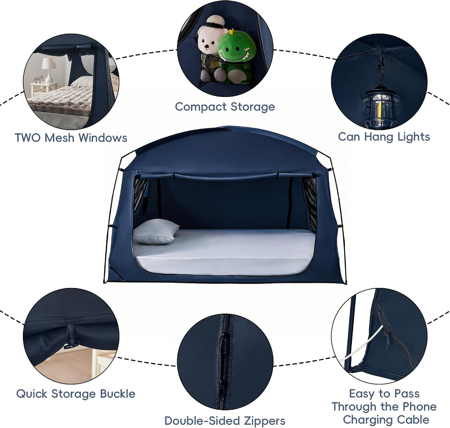 HFYJ POP Tienda de campaña para cama doble opaca, dosel para dormir...