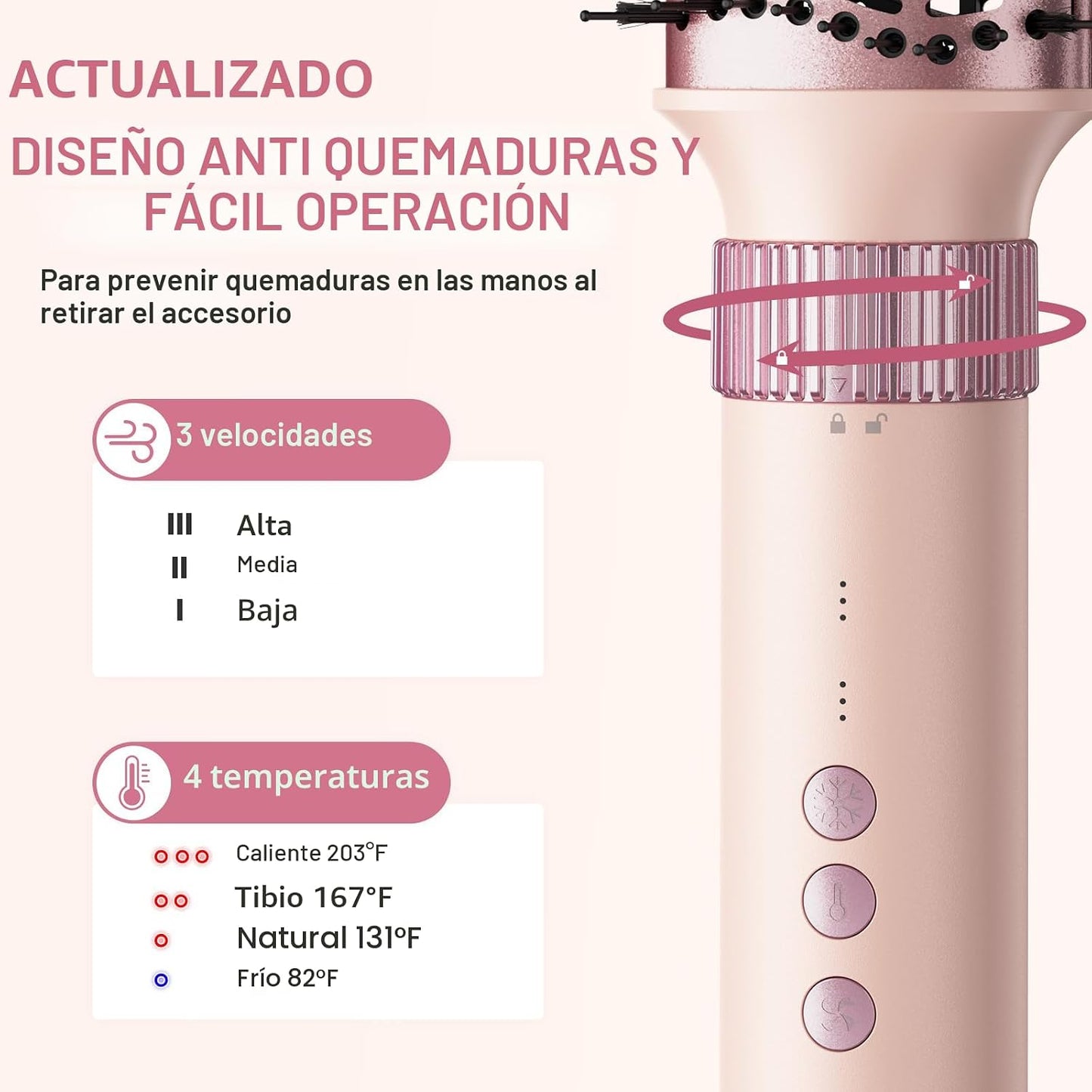 Moldeador de pelo 6 en 1, secador de pelo iónico de alta velocidad...