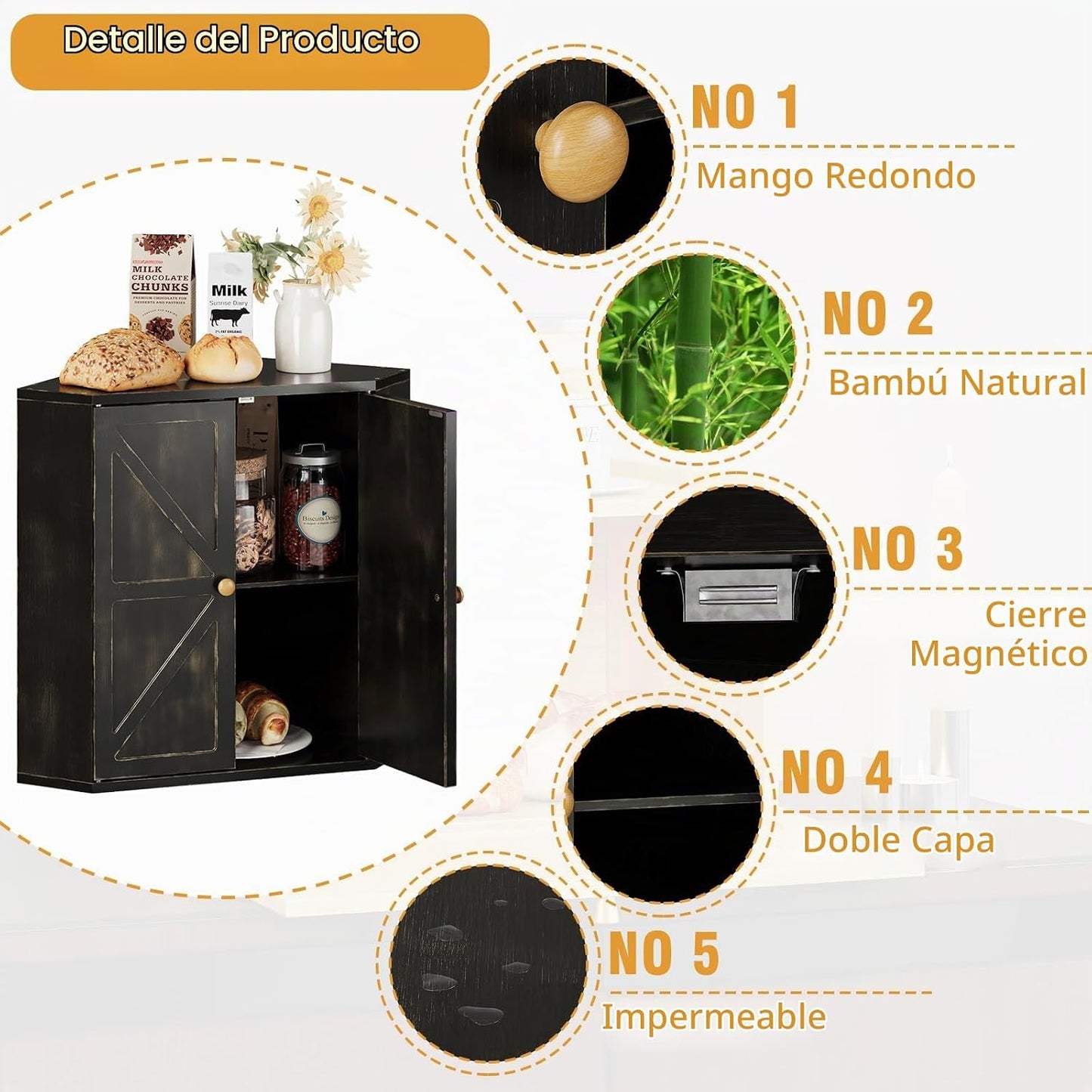 Trironsun Panera esquinera para encimera de cocina, contenedor de a...