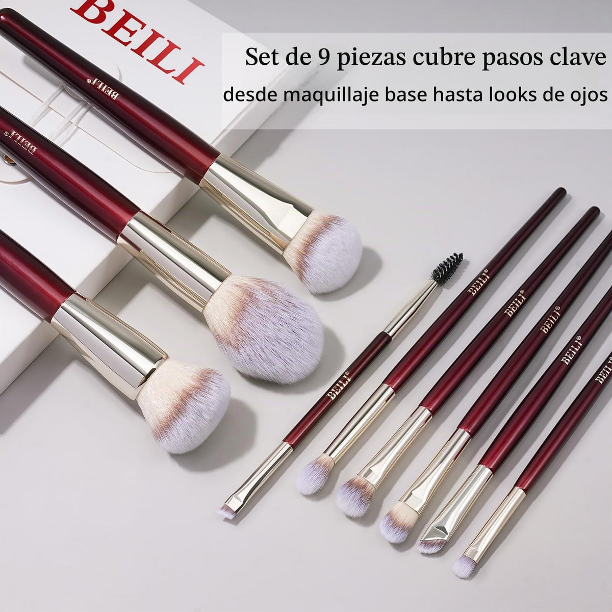 BEILI Brochas de Maquillaje Juego de 9 Piezas Set de Brochas de Maq...