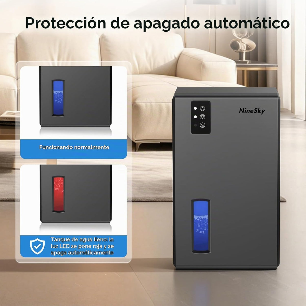 NineSky Deshumidificadores para el hogar, deshumidificador de 1000...