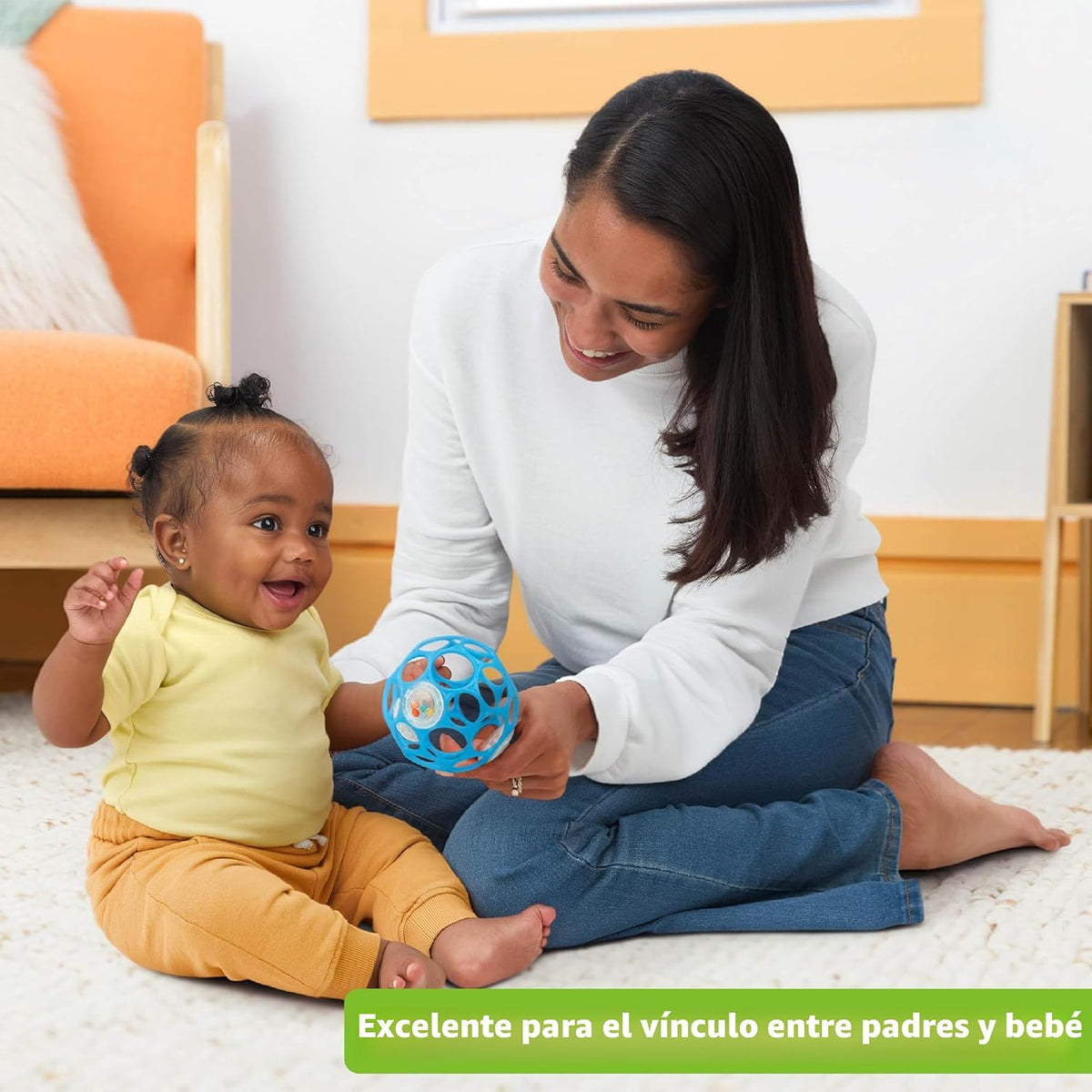 Bright Starts Oball Sonajero de fácil agarre sin BPA para bebé en a...