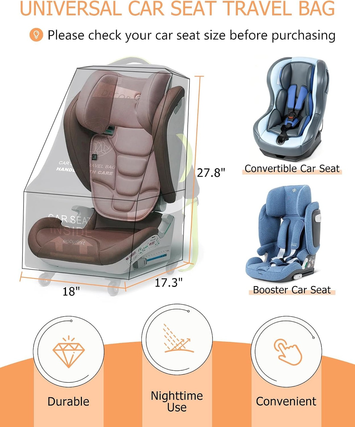 MCBD Bolsa de viaje para asiento de automóvil para avión, mochila p...
