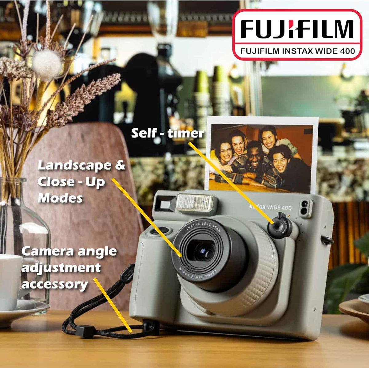 Fujifilm Cámara instantánea Instax Wide 400 (Verde Salvia) + Pelícu...