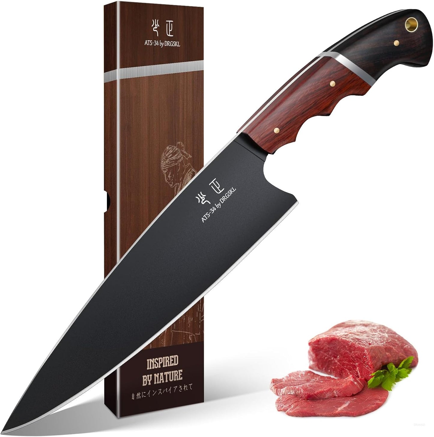DRGSKL Cuchillo de chef japonés de 8 pulgadas, cuchillo de cocina c...