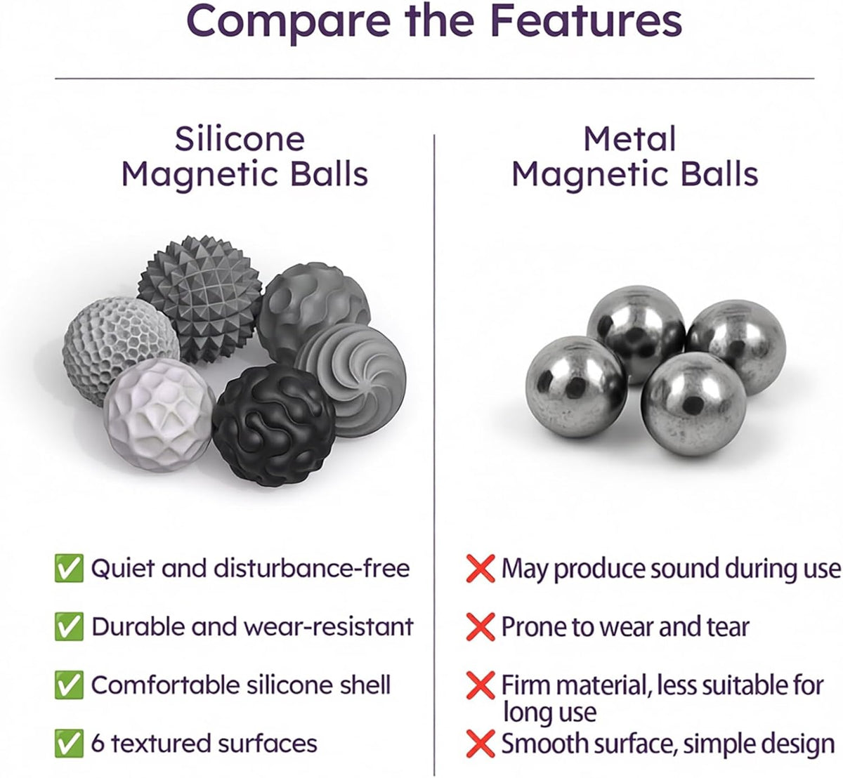 FNASKLEI Bolas magnéticas de silicona, 10 tipos de juguetes para an...