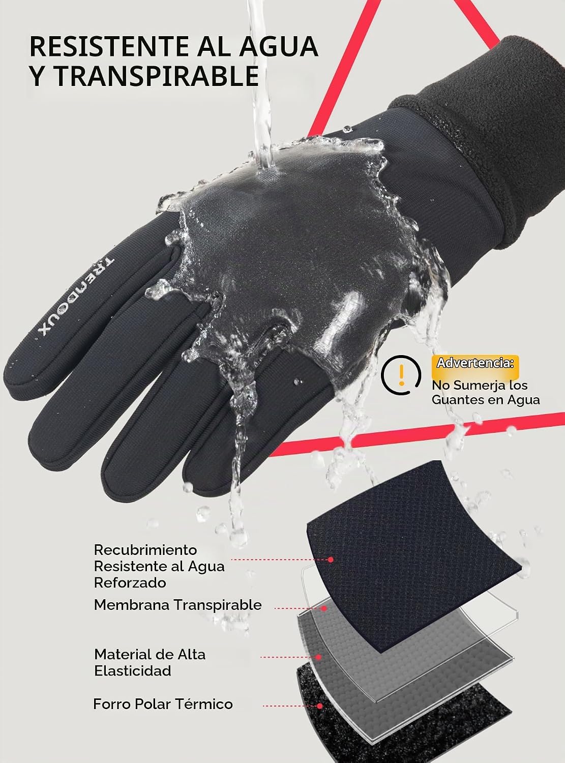 TRENDOUX Guantes de invierno flexibles y delgados: guantes impermea...