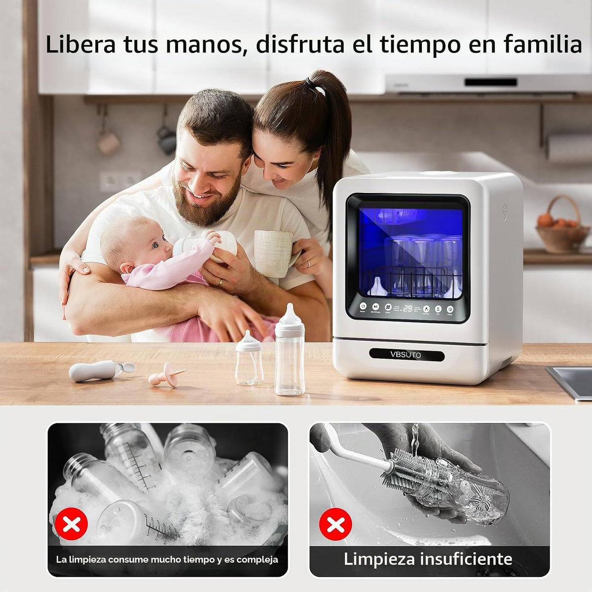 VBSUTO Lavadora de Biberones Pro, Lavadora y Esterilizador y Secado...