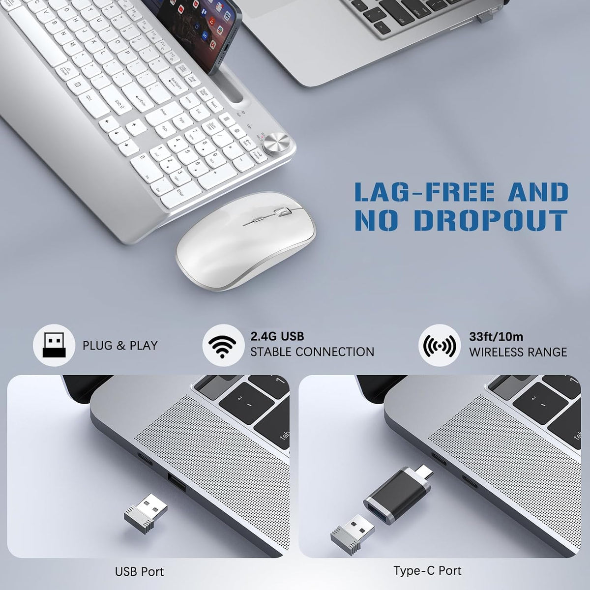 JOYACCESS Combo ergonómico de teclado inalámbrico y ratón, teclado...
