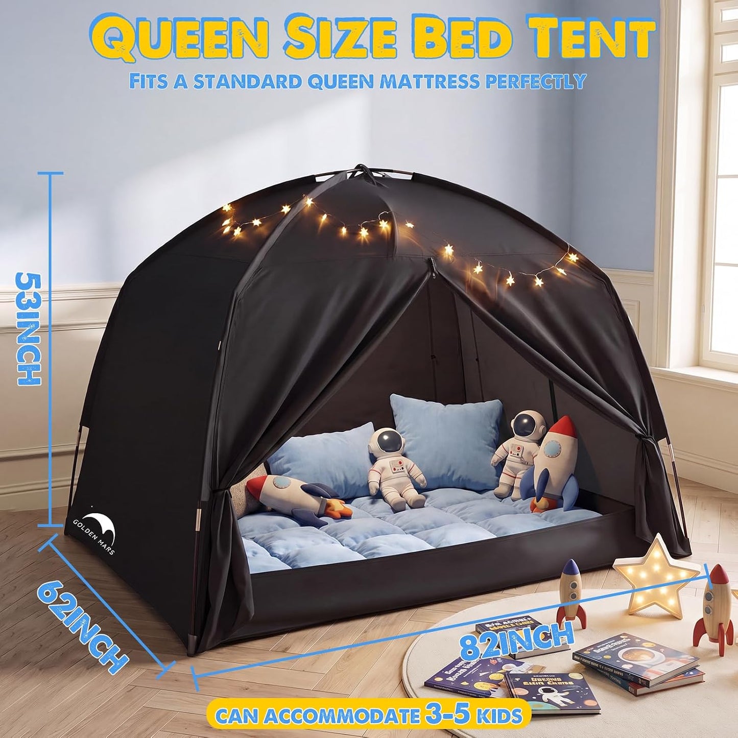 Tienda de campaña de cama Queen para niños y adultos, tiendas de ca...