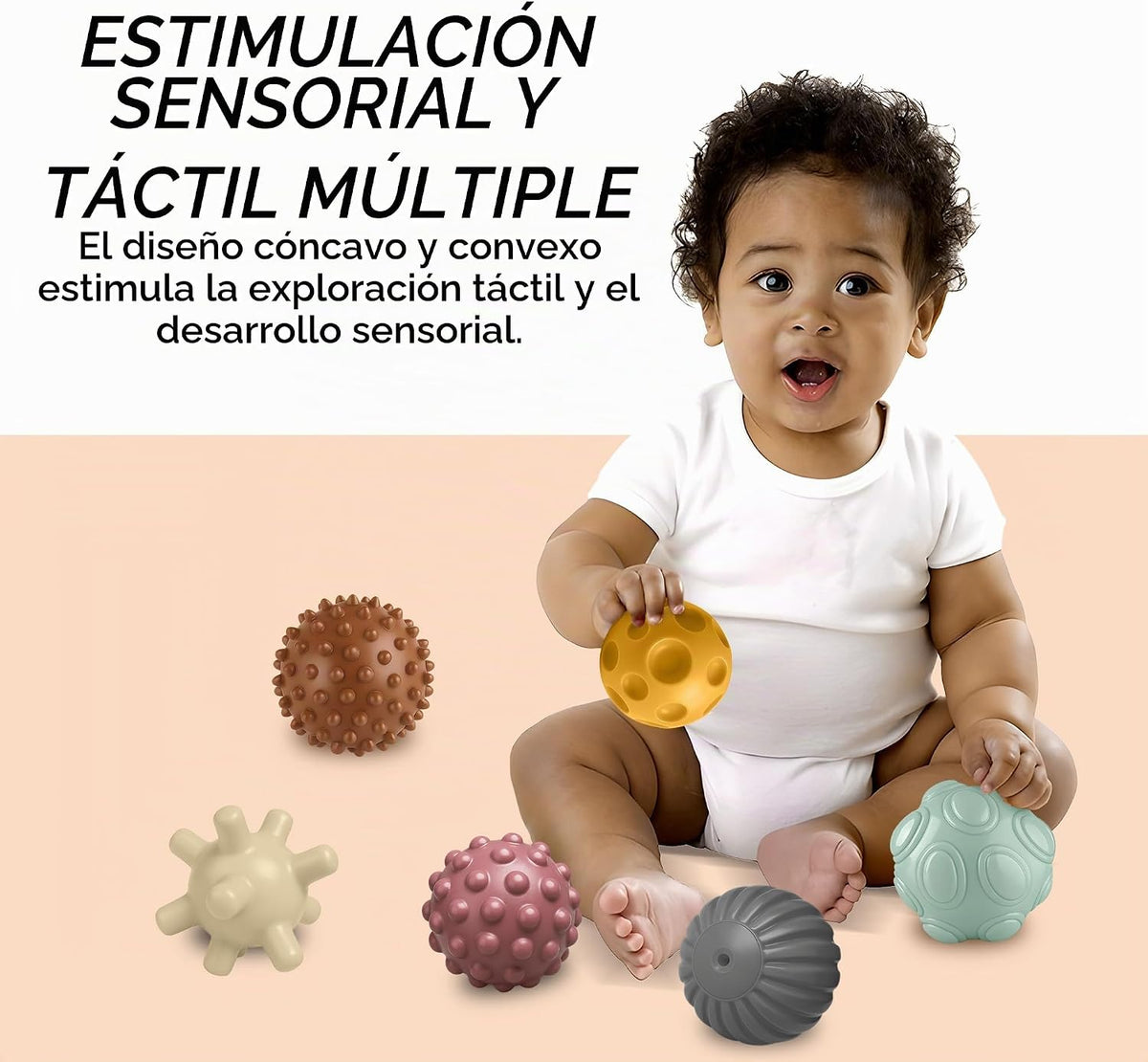 6 bolas de agarre de colores surtidos, juguetes sensoriales con tex...