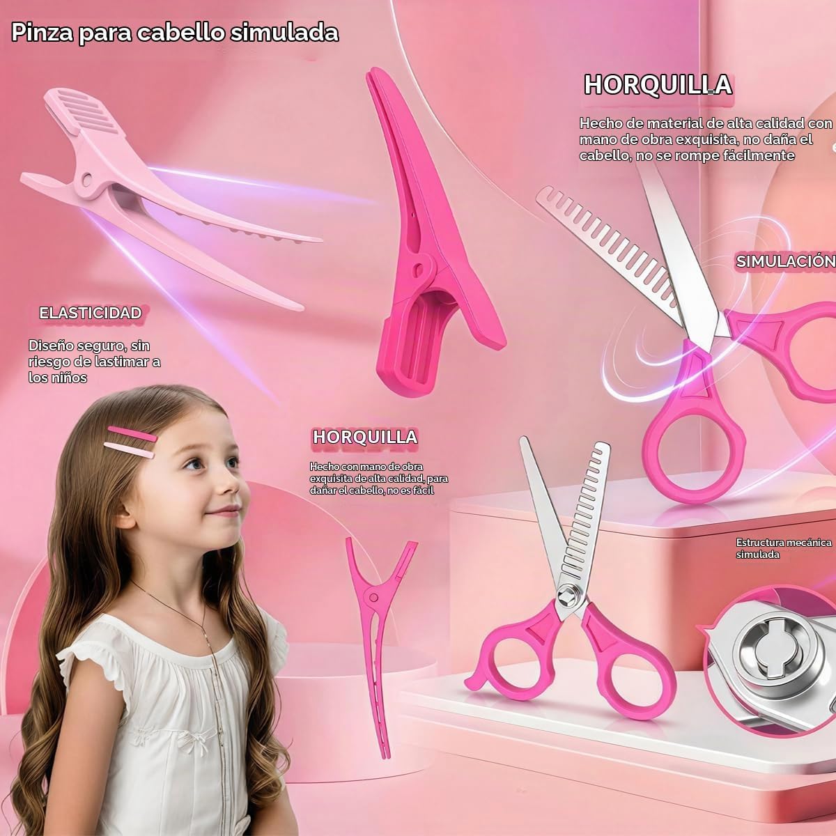 Juego de maquillaje de tocador de peluquería para niñas, regalos de...