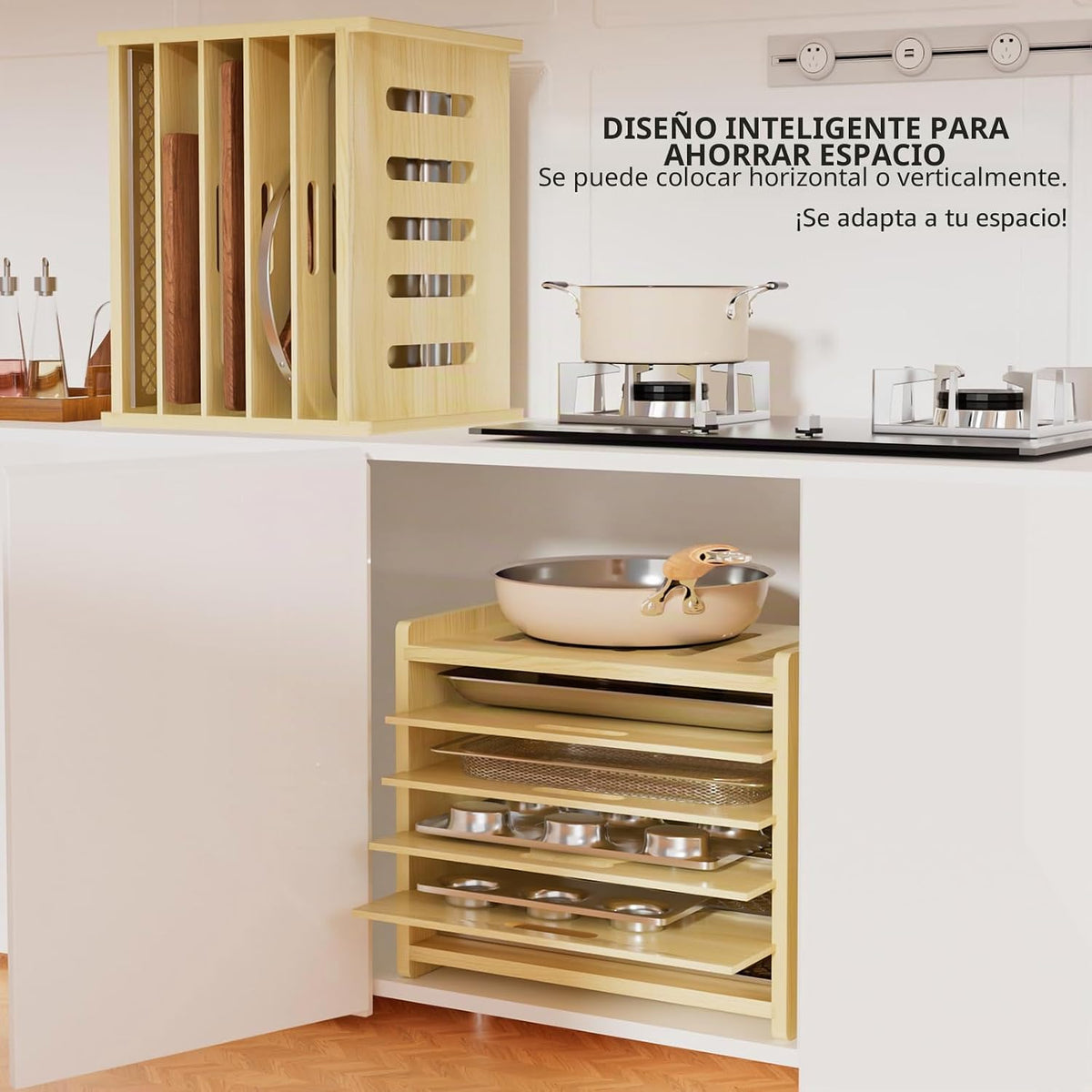 Exttlliy - Separadores de bandeja de madera de 6 niveles para armar...