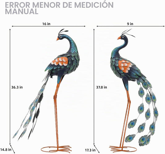 Autodaya Juego de 2 decoraciones de pavo real de 36 pulgadas, arte...