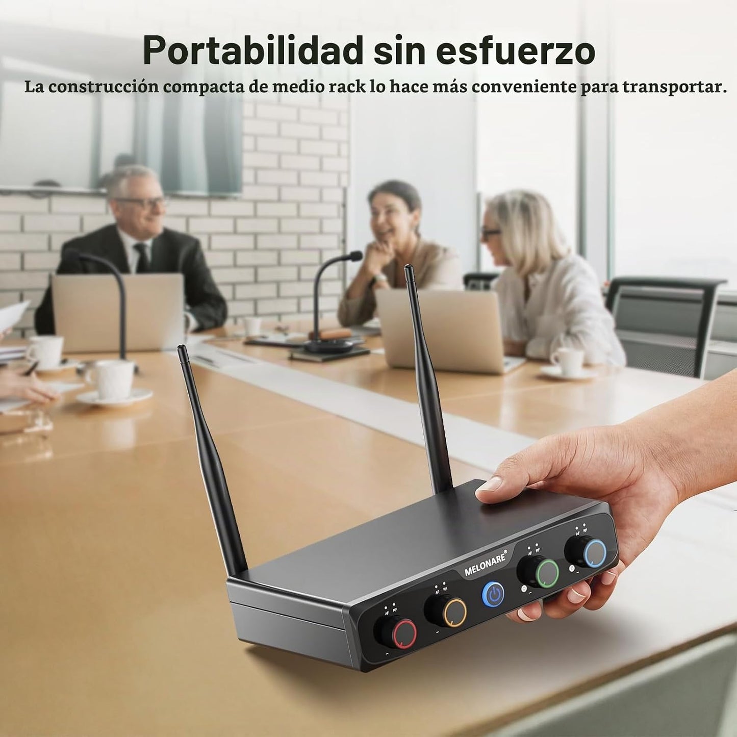 MELONARE Sistema de micrófono inalámbrico de conferencia de 4 canal...