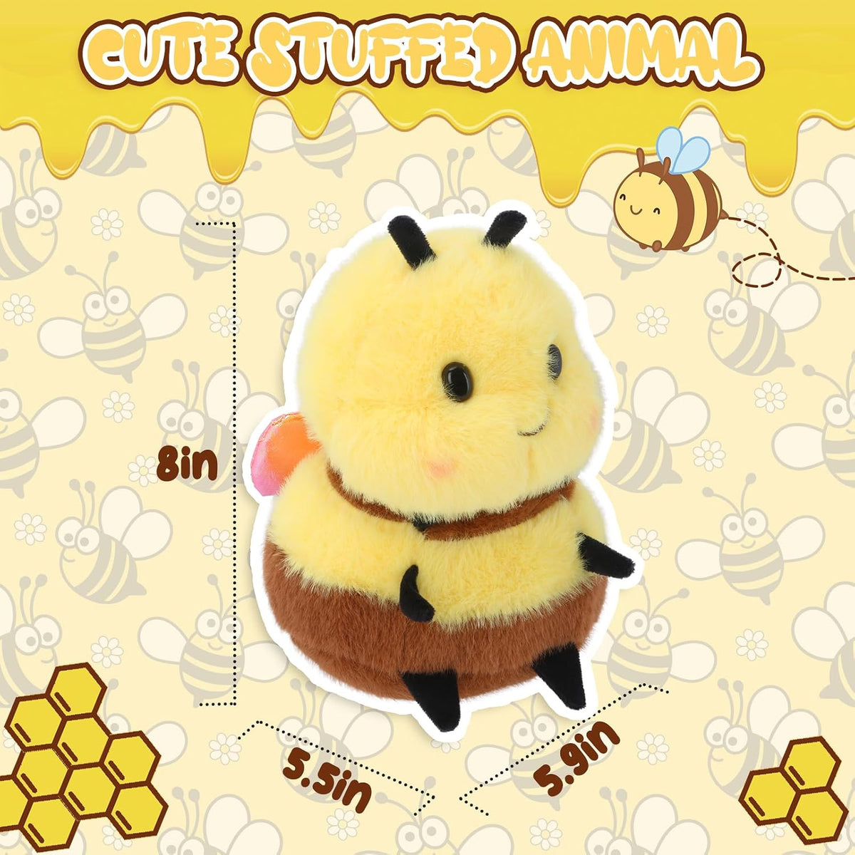 RHHSSE Peluche de abeja sonriente gordita, juguete de peluche suave...
