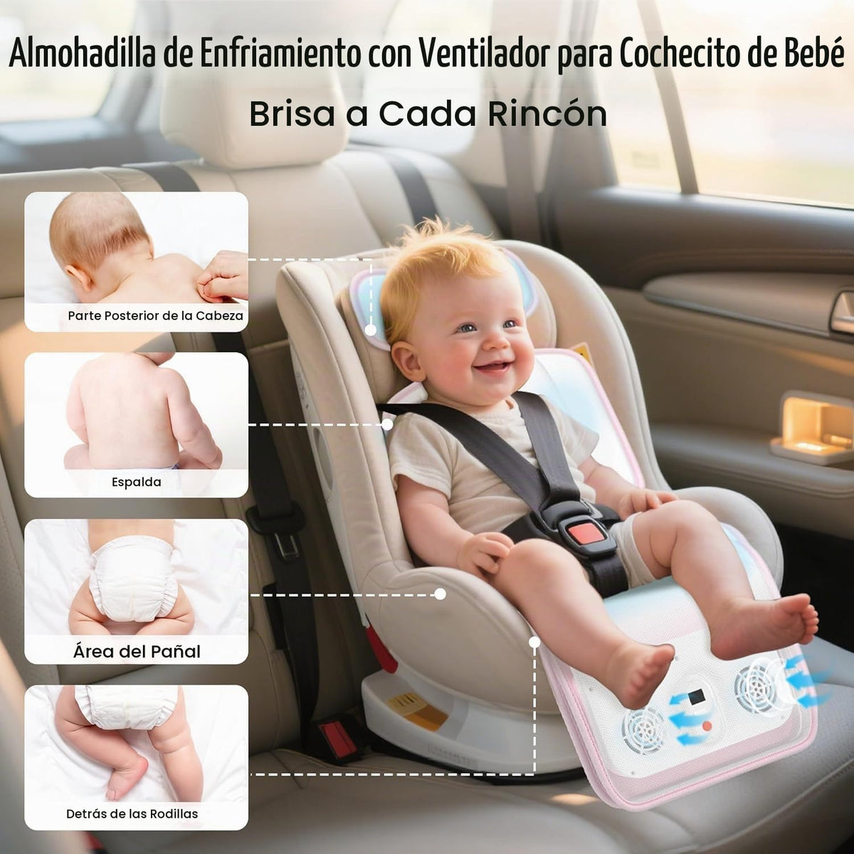 Almohadilla de enfriamiento para cochecito de bebé, hasta 10 horas...