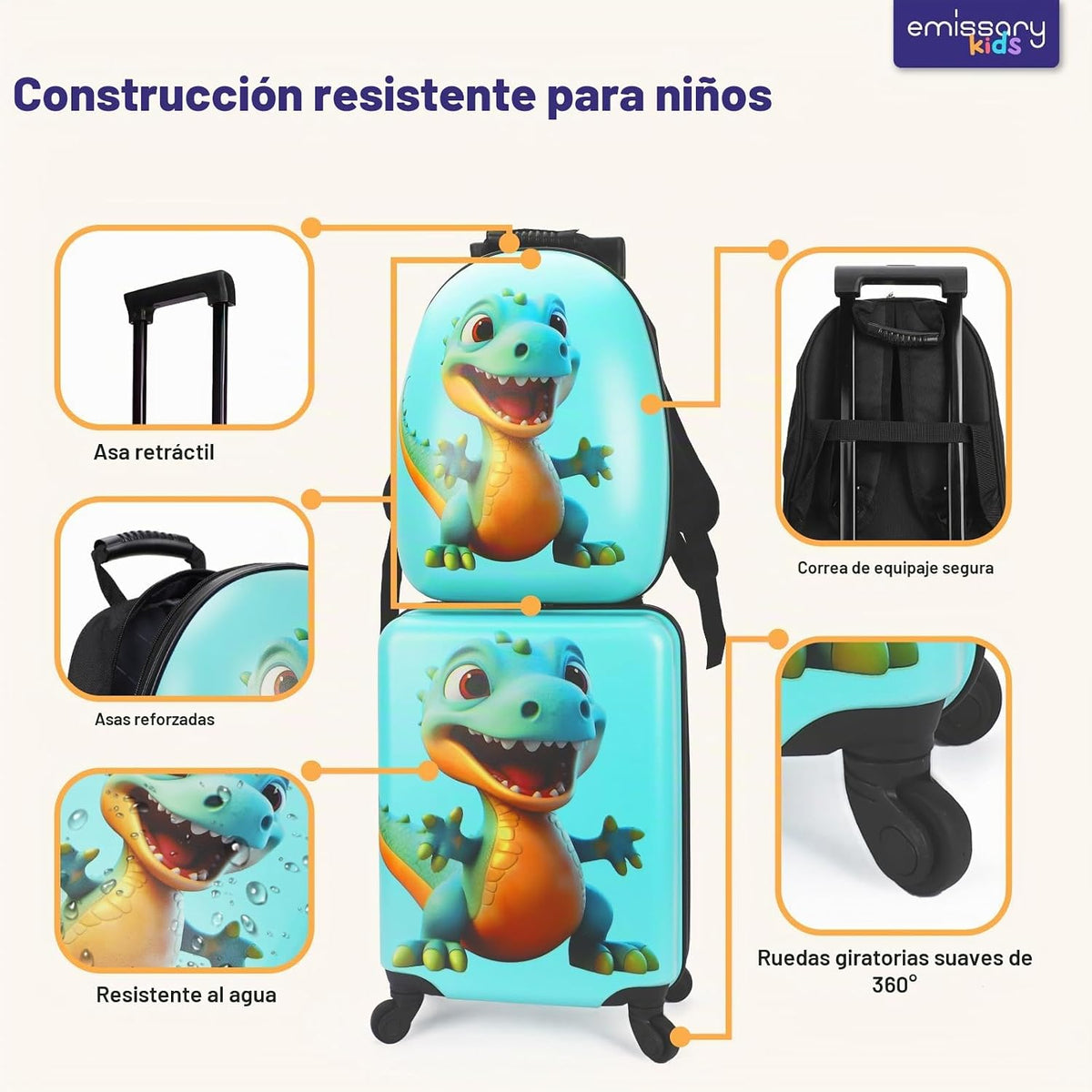 emissary Juego de equipaje para niños - Maletas de mano con ruedas...