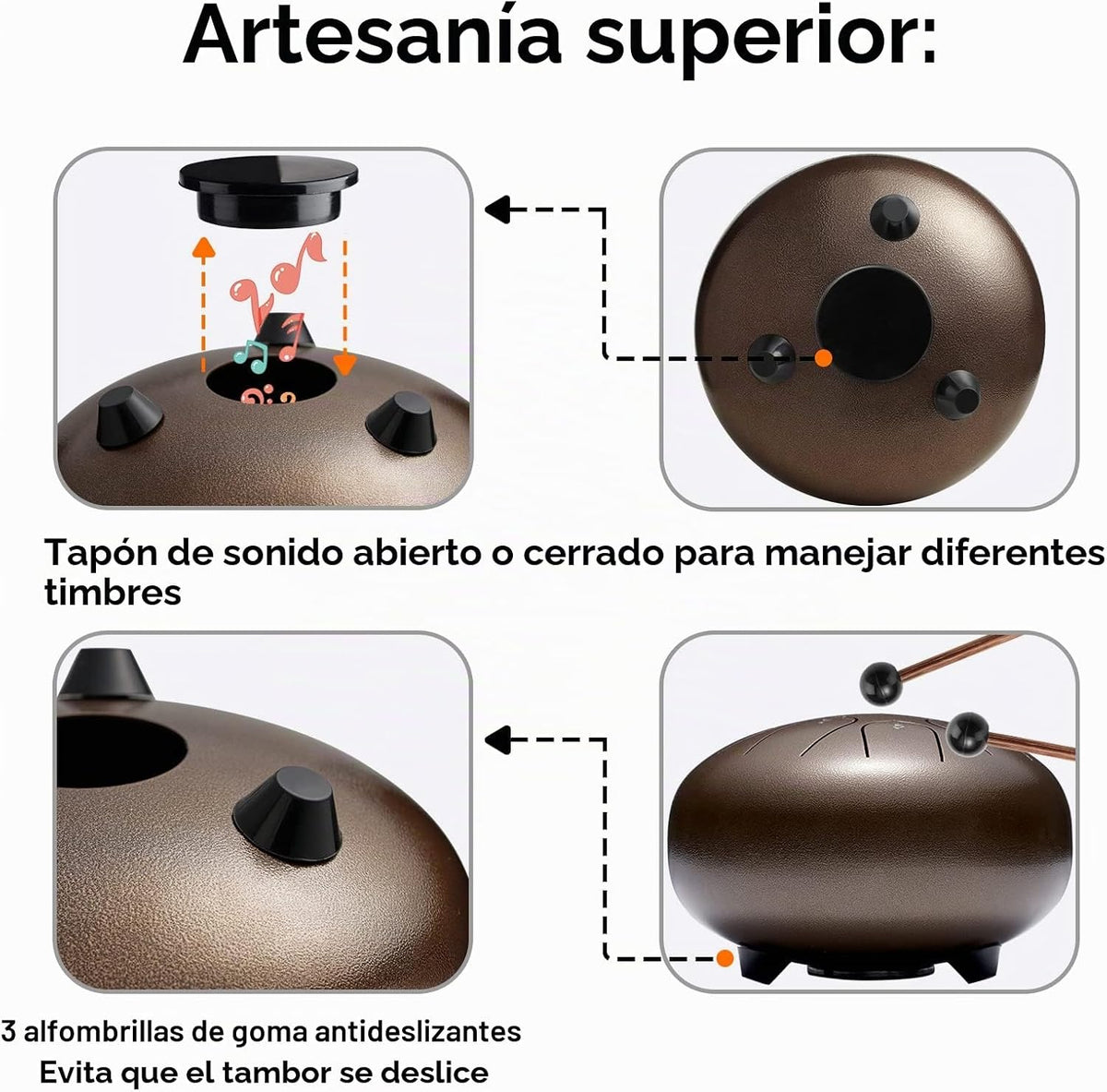 Lronbird - Tambor de lengüeta de acero de percusión, 8 notas de 6 p...