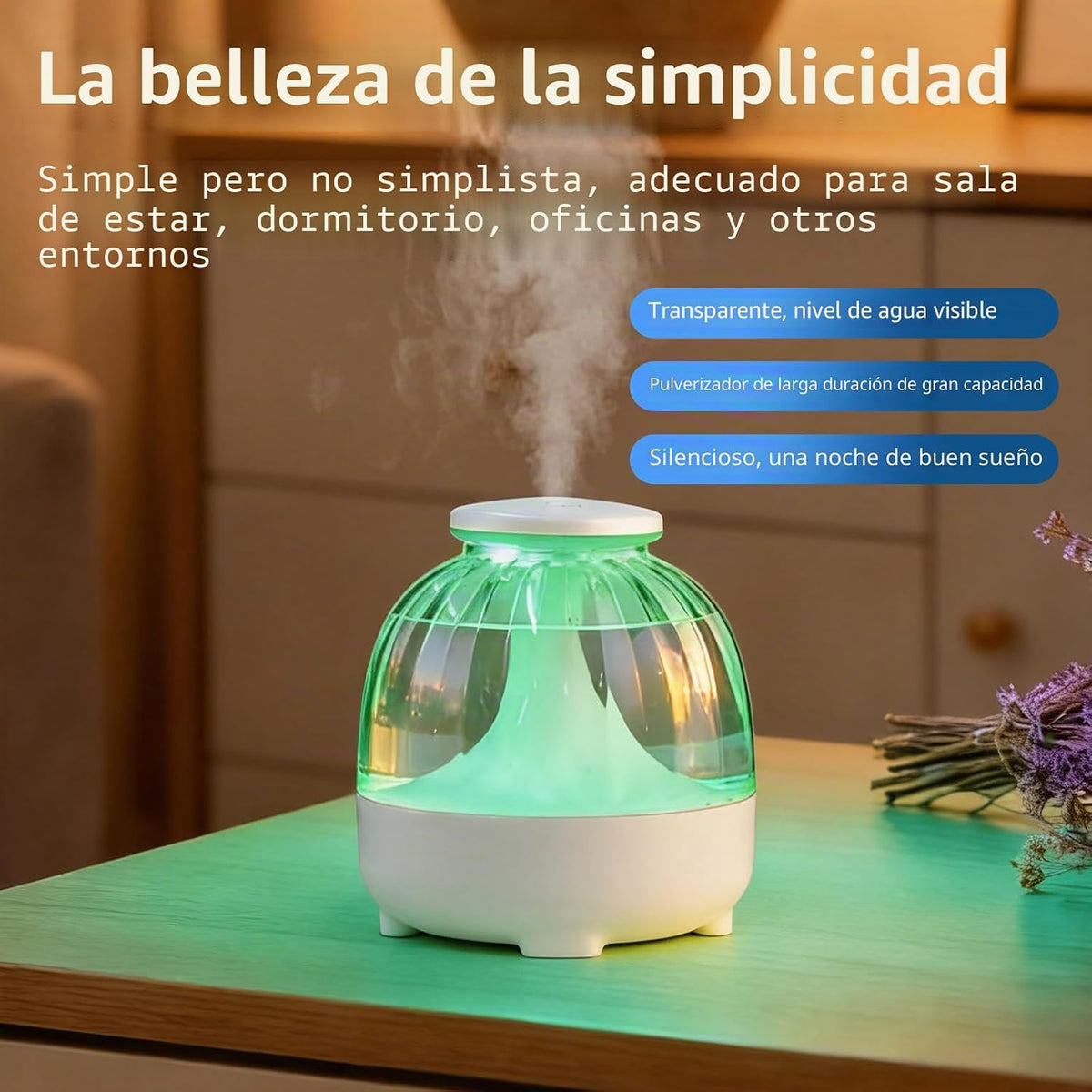 Humidificadores USB de 22 fl oz para dormitorio, humidificador de n...