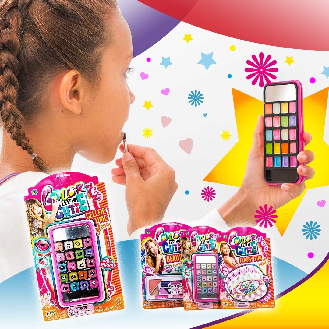 JA-RU - Maquillaje de colores de juguete para niñas, en estuche con...