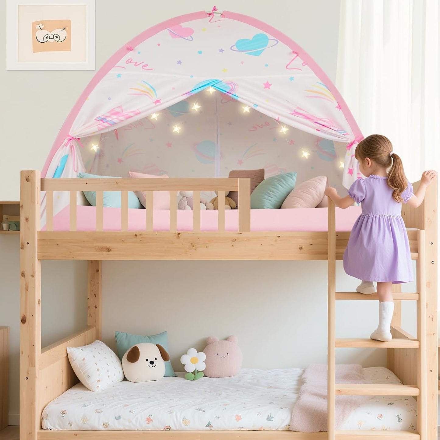 PIIKAGO Tienda de campaña de cama doble para niños, dosel de cama d...