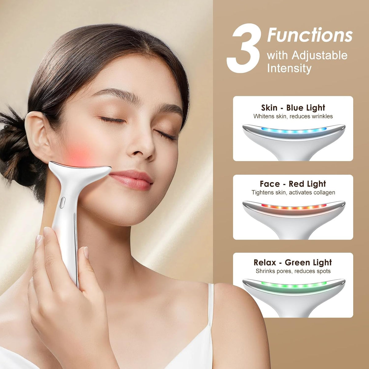 RNAIX Masajeador facial de ojos de doble cabeza con terapia de calo...
