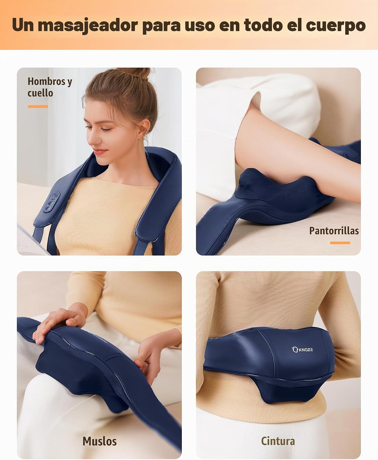 Masajeador de cuello y hombros con calor, masajeador inalámbrico de...