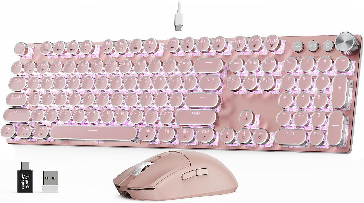 Sablute Combo de teclado mecánico inalámbrico y ratón, retroilumina...