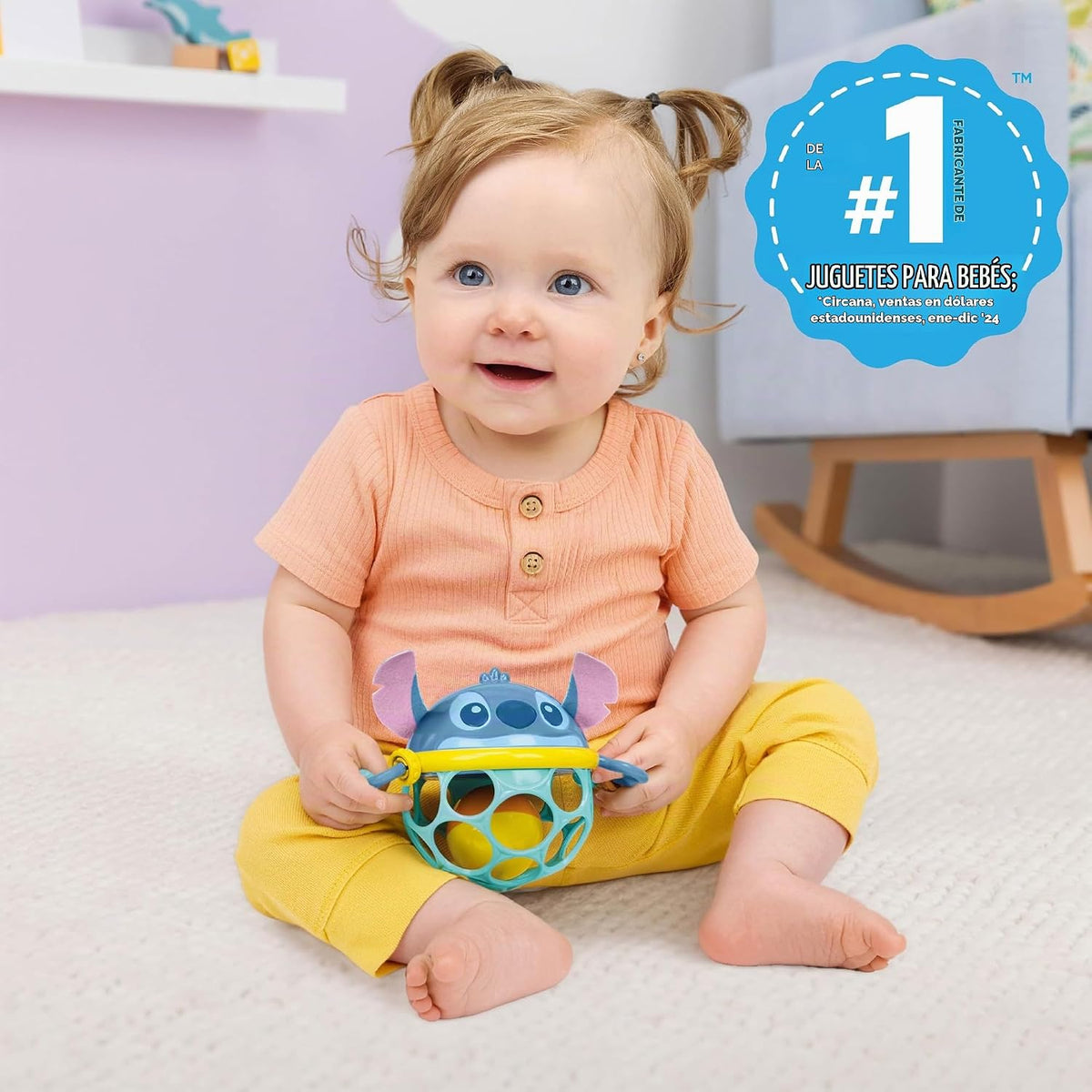 Sonaja de Disney Baby Stitch Oball de Bright Starts, juguete fácil...