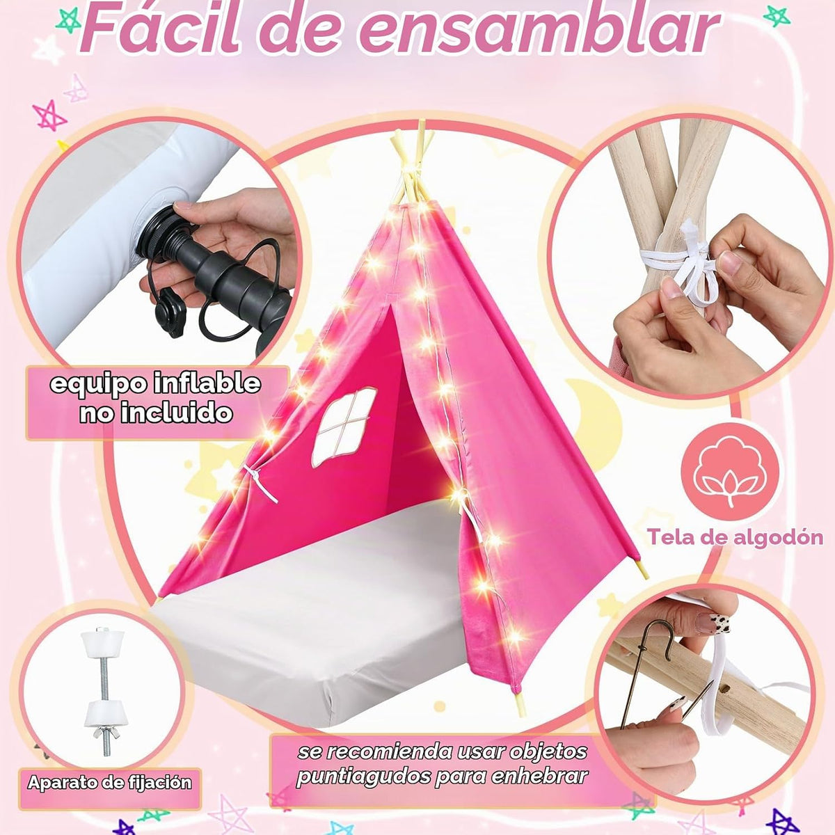 Lemosae Paquete de 6 Carpas Tipi para Pijamadas para Niños al por M...