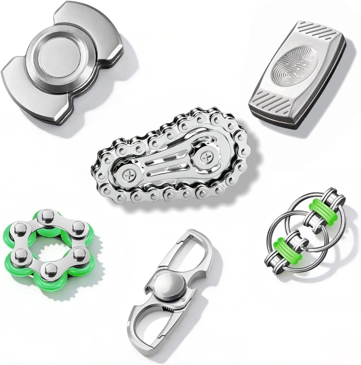 Paquete de 6 juguetes antiestrés EDC de metal plateado, genial jugu...