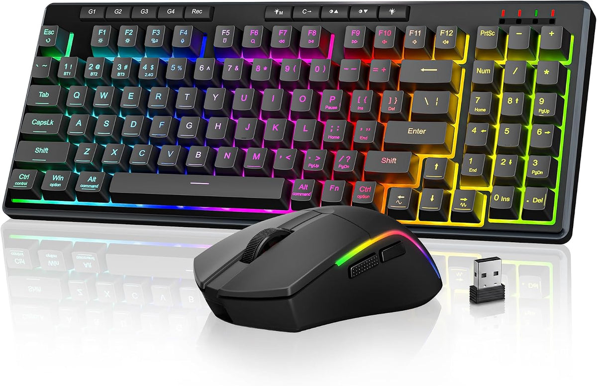Redragon S156 - Teclado y mouse inalámbricos para juegos con tres m...