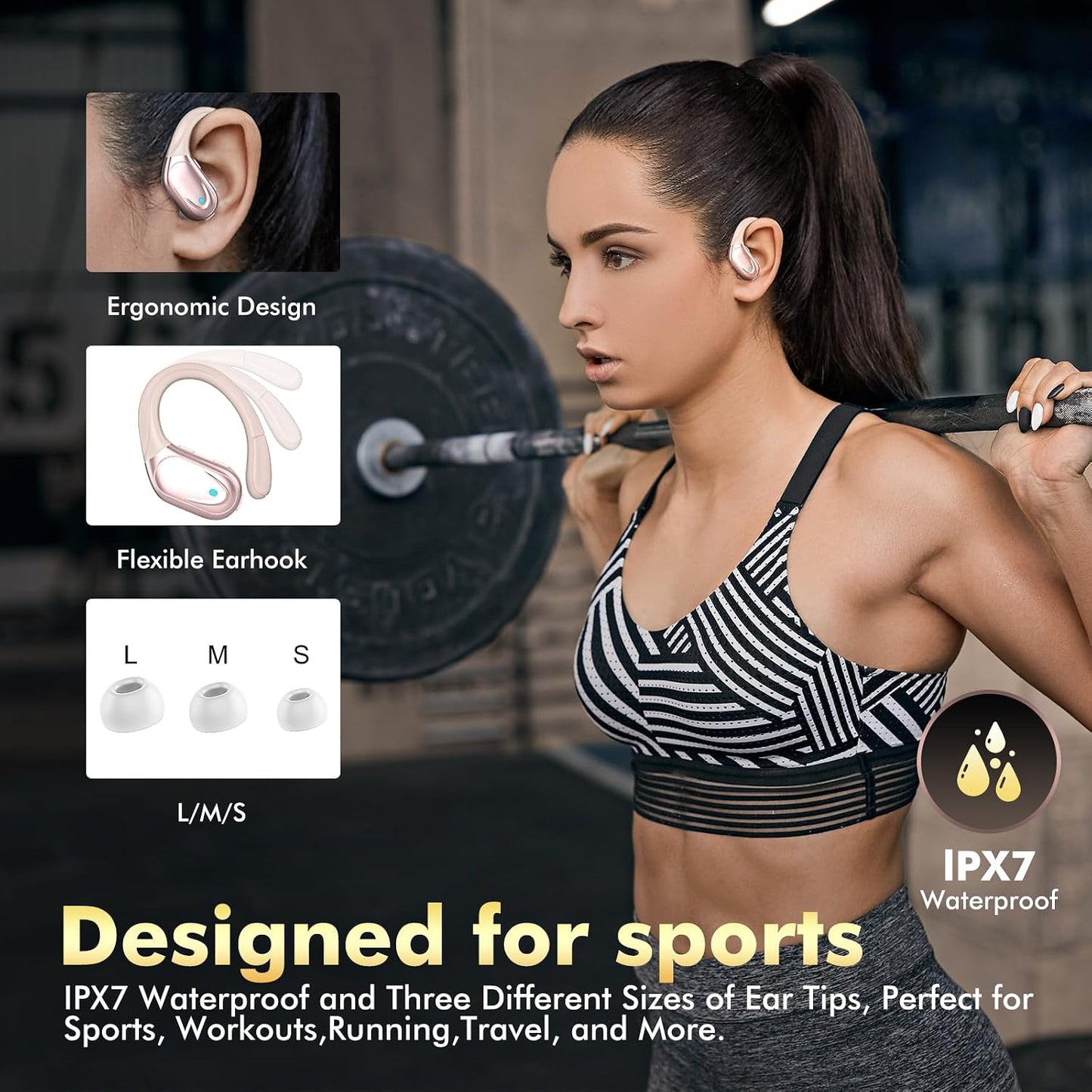 HAOYUYAN Auriculares inalámbricos, auriculares Bluetooth deportivos...