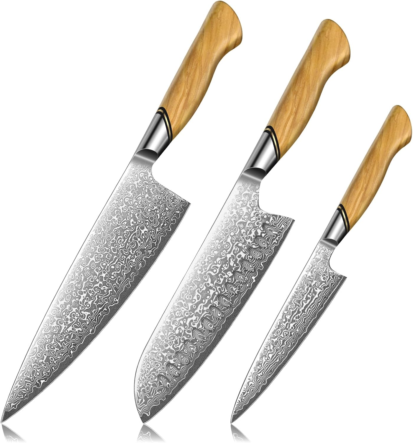 TIVOLI - Juego de cuchillos de cocina de Damasco, juego de 3 cuchil...