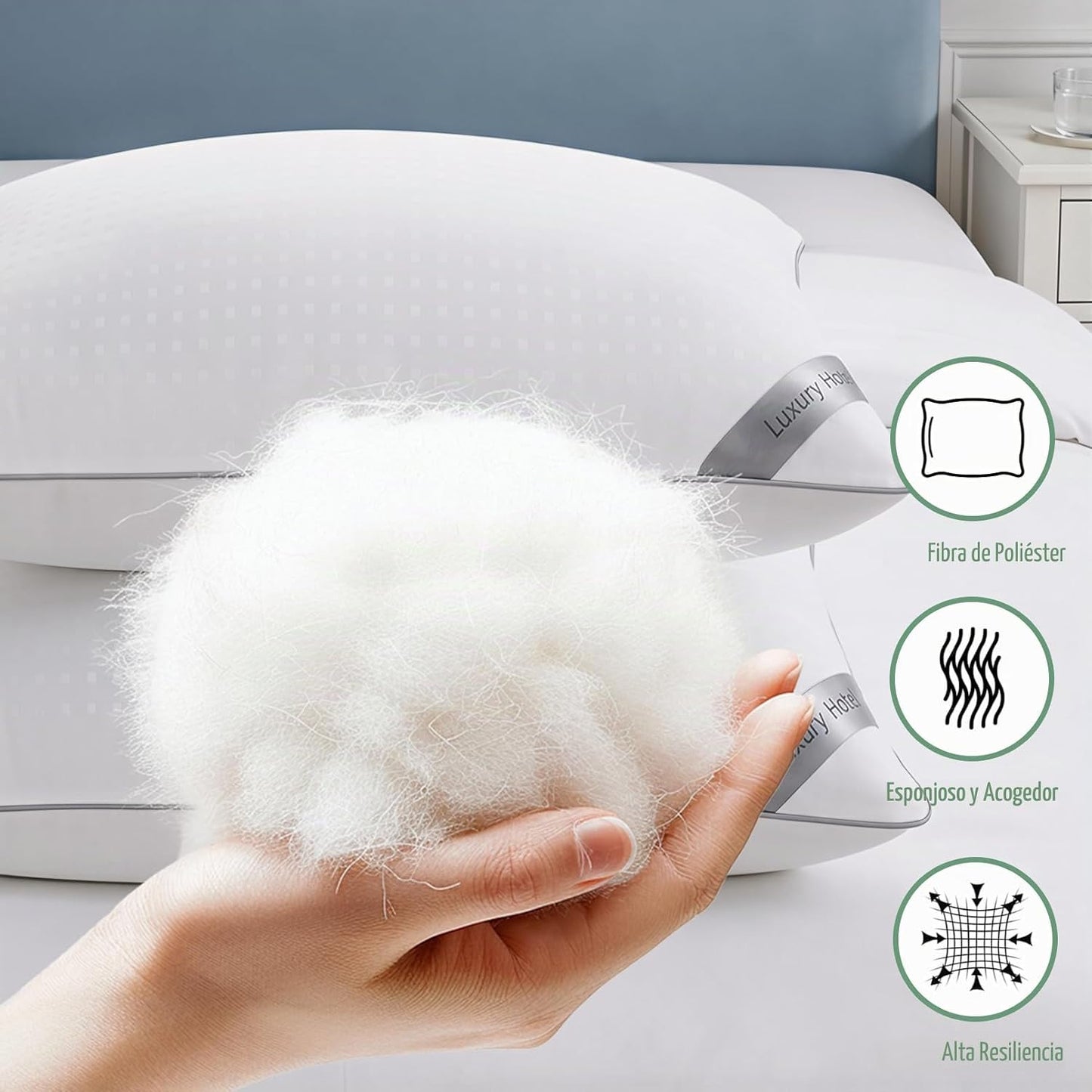 Higoom Juego de 4 almohadas de cama de tamaño estándar para dormir,...