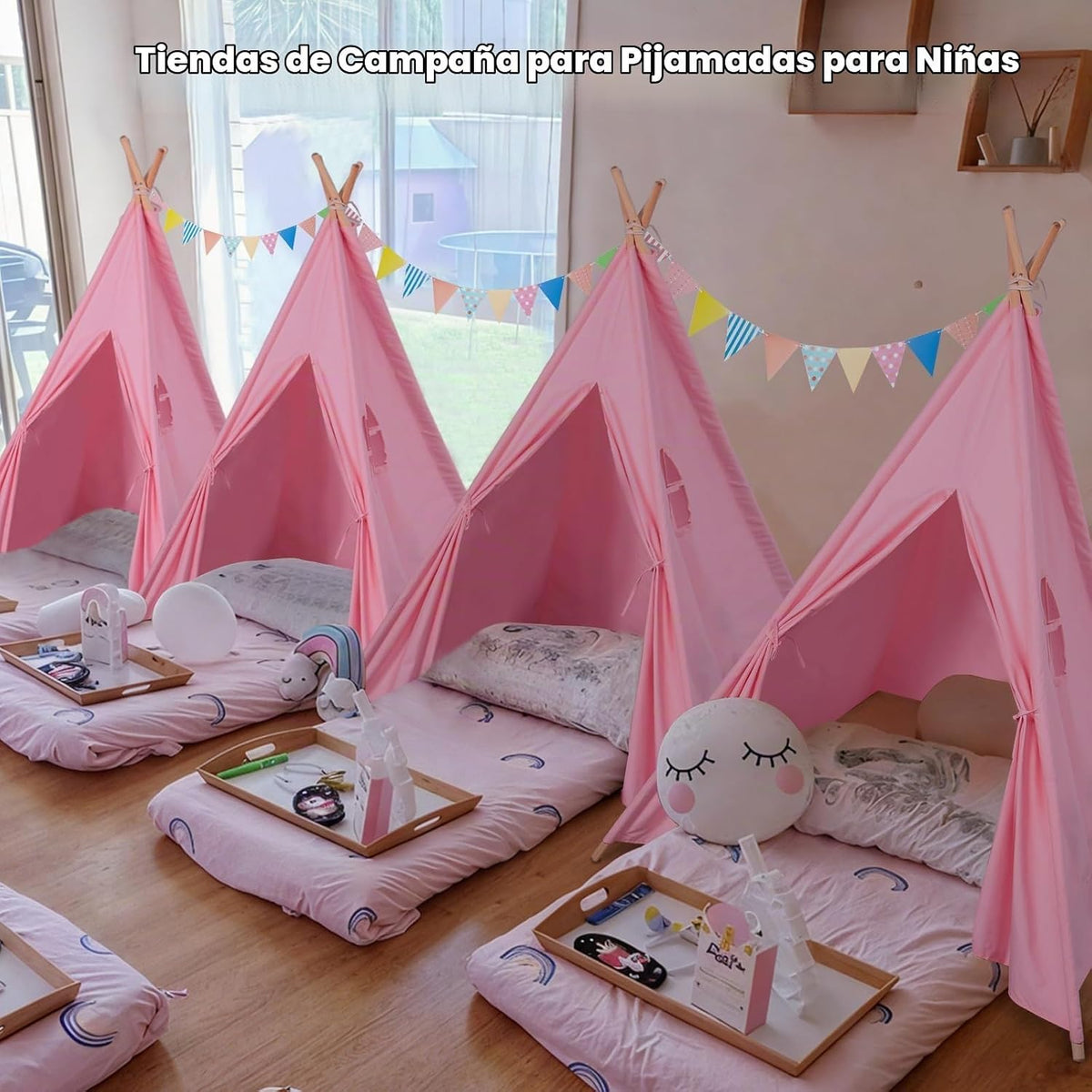 Wilwolfer Tienda de campaña rosa para dormir para niños - Pack de 2...