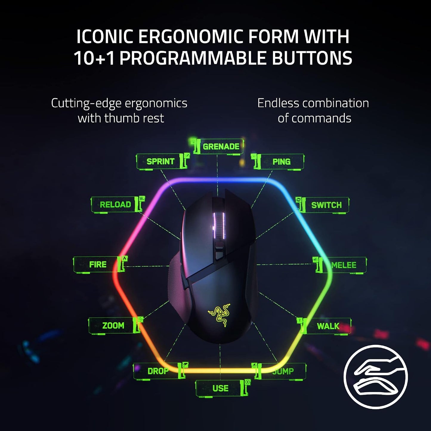 Razer Basilisk V3 Pro - Ratón inalámbrico personalizable para juego...