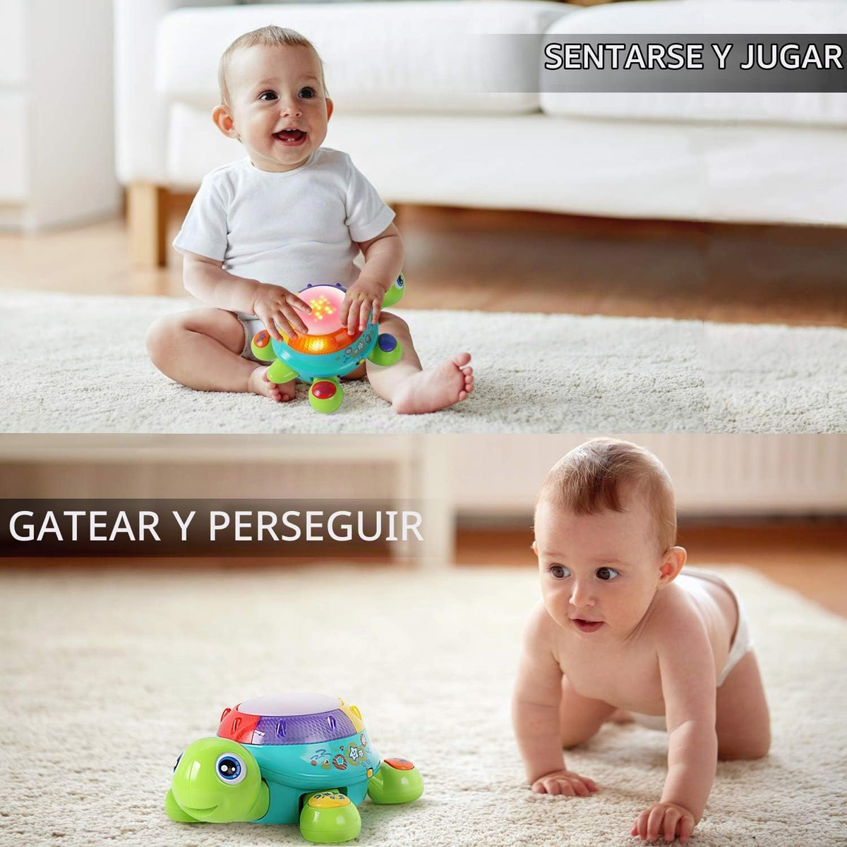 iPlay, iLearn Juguete musical de tortuga para bebé, aprendizaje bil...
