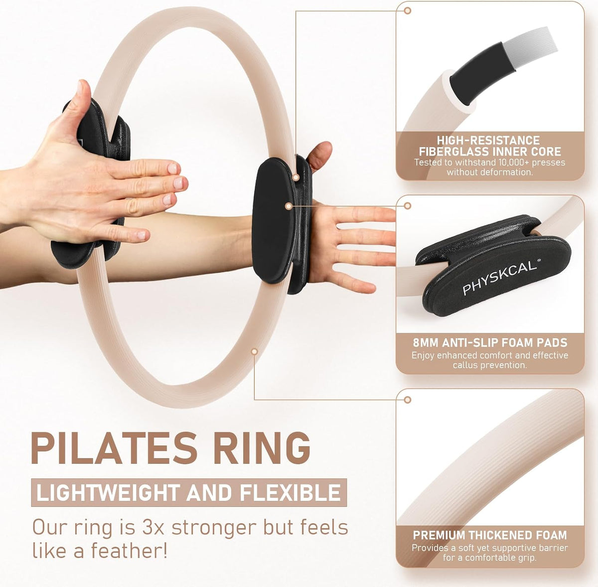 Kit de Pilates PhysKcal, anillo de pilates de 15 pulgadas con 1 bol...