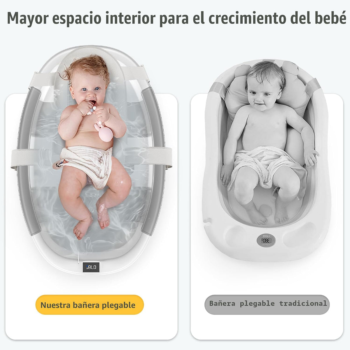 Himold Bañera plegable para recién nacidos a niños pequeños de 0 a...