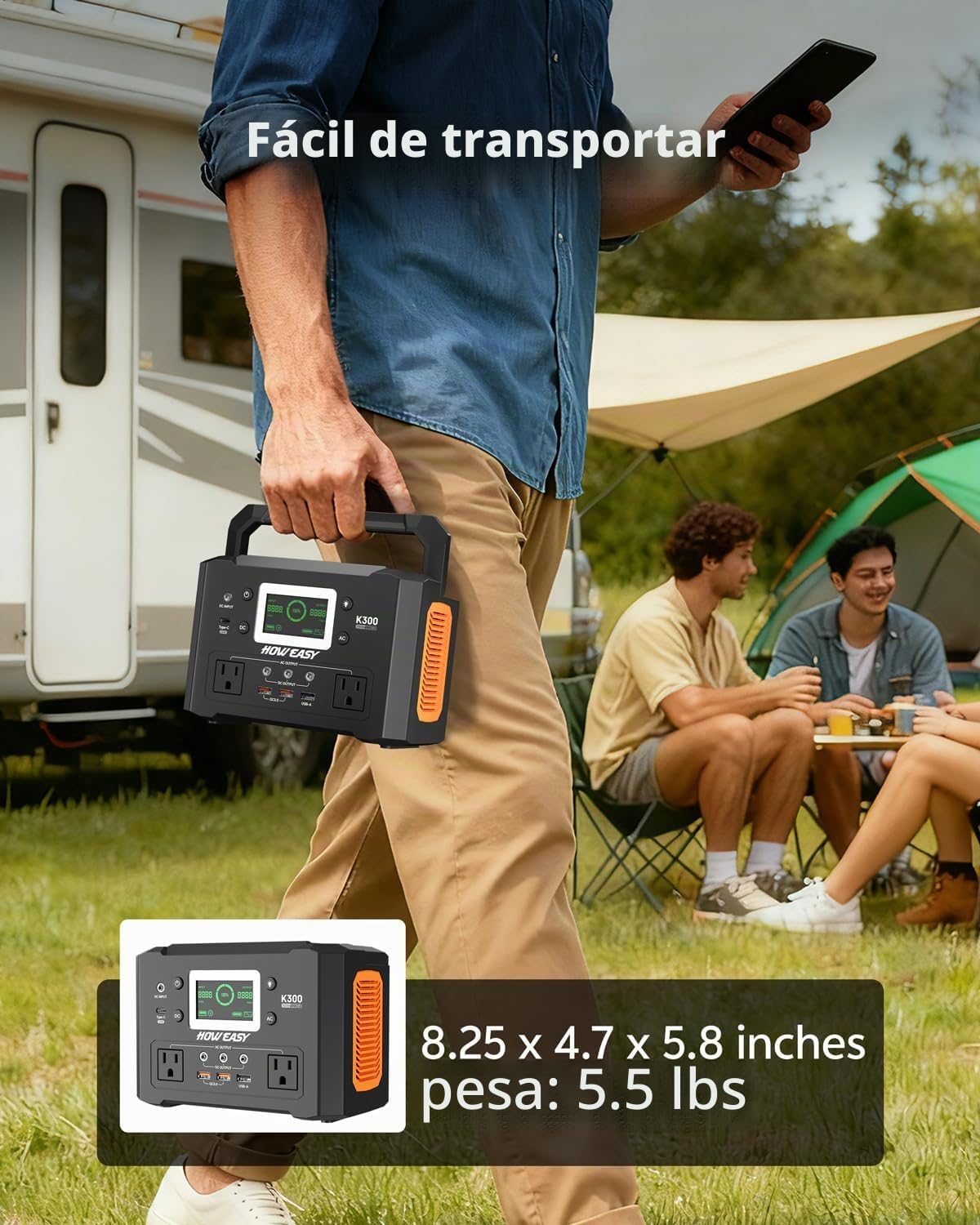 HOWEASY Estación De Energía Portátil 300W,Generador Solar 222Wh | T...