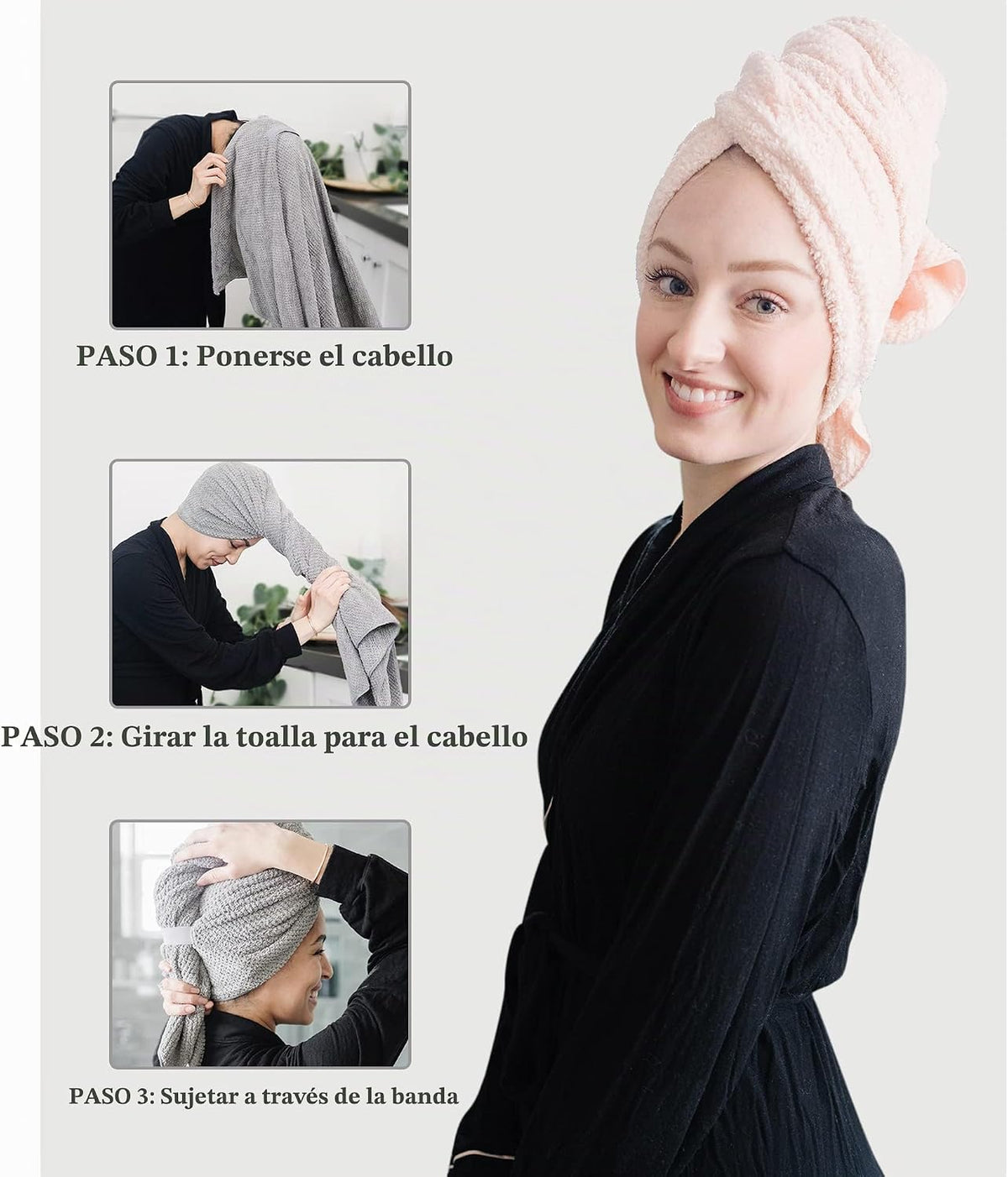 ROLSHOL Paquete de 2 toallas grandes de microfibra para mujer, súpe...