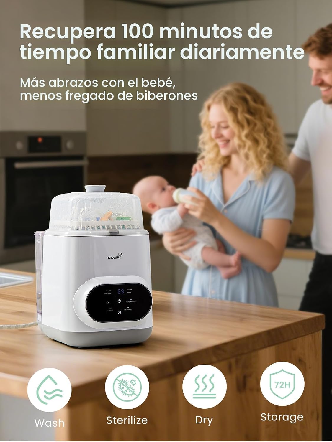 Grownsy EaseClean - Lavadora de Biberones Pro | Lavadora de biberon...