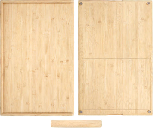 Tabla de cortar de bambú de doble cara de 28 x 18 pulgadas con ranu...