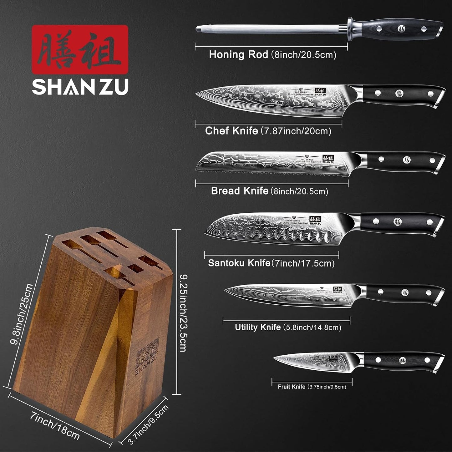 Juego de cuchillos de cocina de Damasco SHAN ZU, juegos de cuchillo...